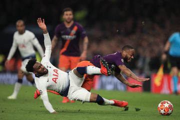 Action shot of a soccer game with Danny Rose of Tottenham Hotspur.