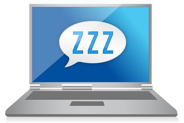 PC with "ZZZ" on screen in speech bubble.