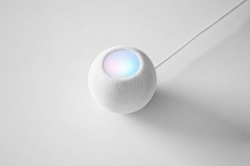 White homepod mini on white background