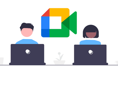 Laptops and google meet logo