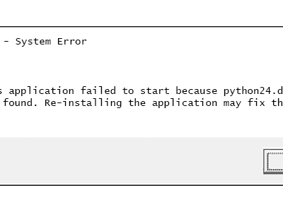 Screenshot of a python24 DLL error message in Windows